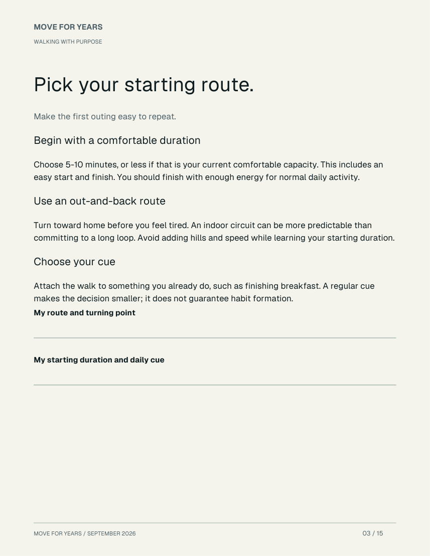 Sample planning page from Walking With Purpose